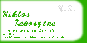 miklos kaposztas business card
